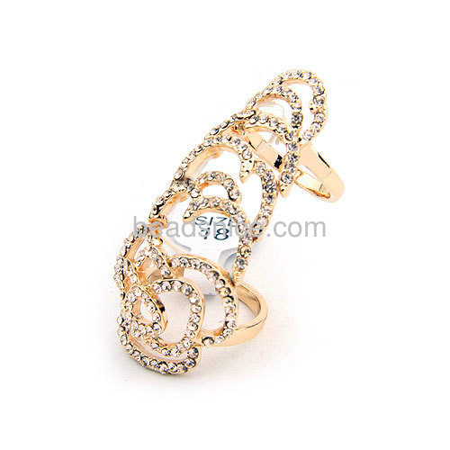Hollow full of diamond rose ring stretch movable joints