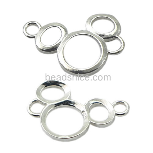 Fine mickey mouse connectors hollow round connector for bracelets necklace DIY wholesale jewelry findings sterling silver