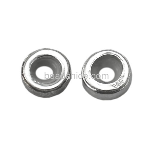 Wholesale crimp beads jewelry beads sterling silver donut spacer beads findings