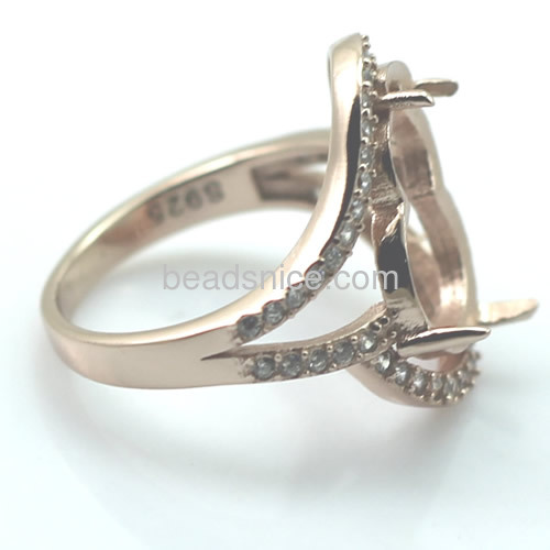 Ring setting for jewelry making 925 sterling silver ring base with crystal for women