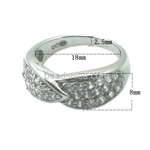 Zircon ring 925 sterling silver rings  micro pave crystal oval for women