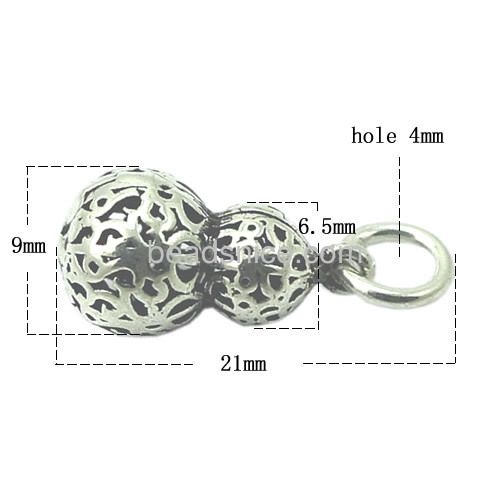 Fashion pendants charms hollow antique charms sterling silver pendant for necklace small gourd jewelry accessories