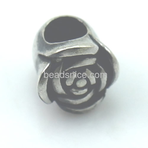 925 sterling silver large hole beads rose shape antique beads for bracelet and jewelry diy