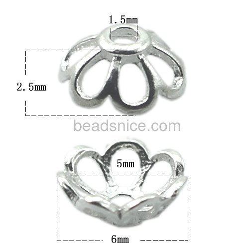 Sterling silver flower beads cap hollow flower metal end caps wholesale fashion jewelry findings DIY gift
