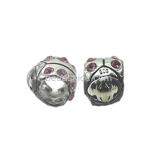 Wholesale beads 925 sterling silver crystal rhinestone spacer beads more color for choose