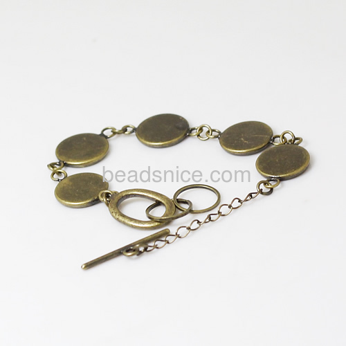 Bracelet blanks brass,6.7inch,clasp:13.5X7.5mm,12mm,