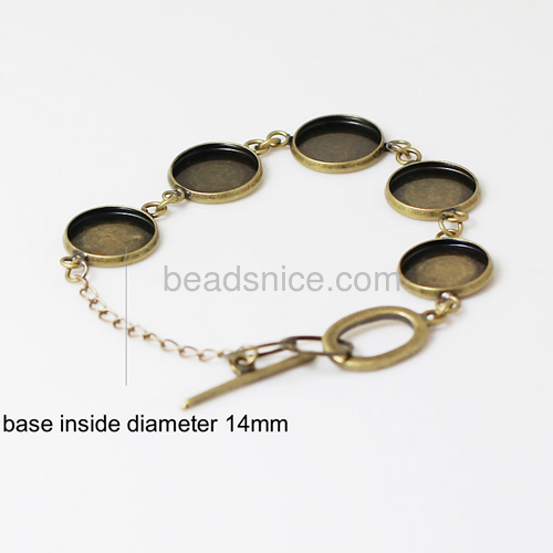 Bracelet, Brass,7inch,clasp:13.5X7.5mm,14mm,