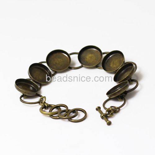 Jewelry brass bracelet setting base diameter:12mm,7.5 inch,nickel free,lead safe,