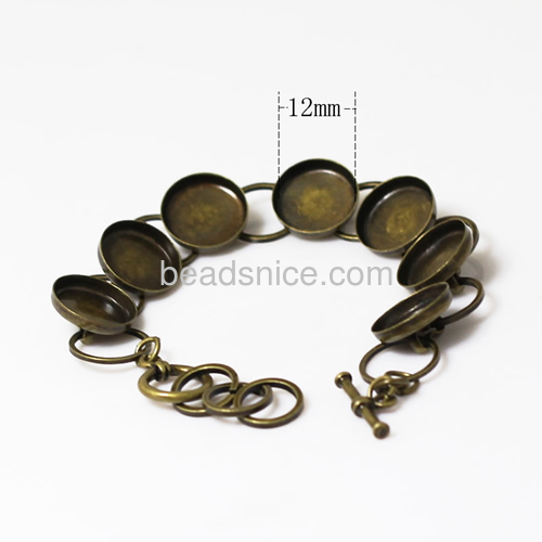 Jewelry brass bracelet setting base diameter:12mm,7.5 inch,nickel free,lead safe,