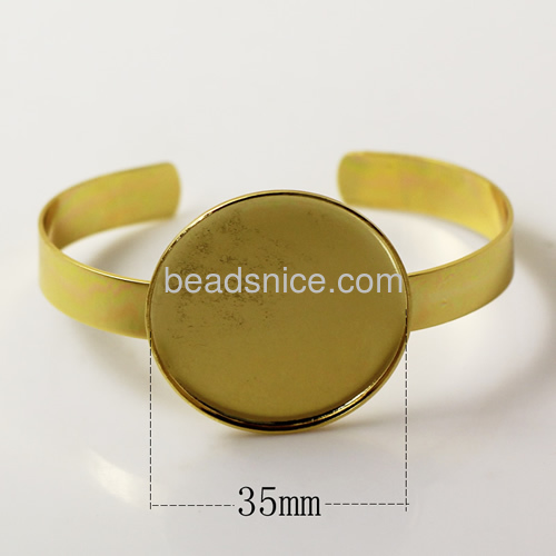 Cuff Bracelet, Bracelet Base, brass, fits 35mm round,
