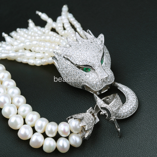 925 Silver Micro Pave leopard head long necklace women