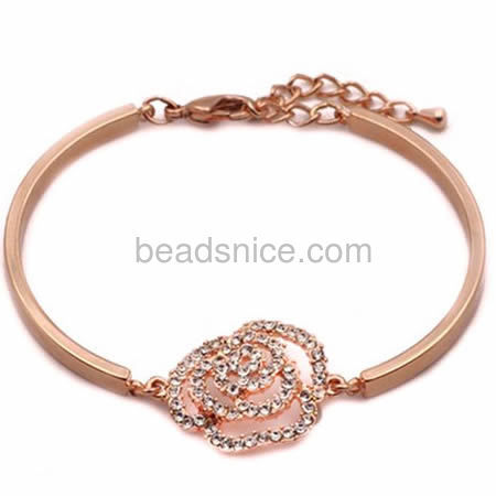 Flower bracelet adjustable bangle bracelet micro pave cubic zirconia wholesale vogue jewelry findings best gift for her alloy