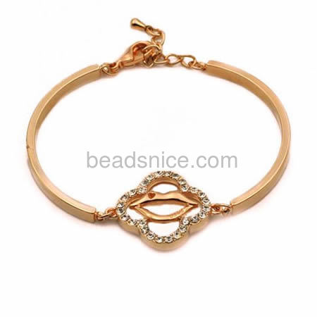 Fashion bracelet beautiful mouth love bracelets bangles for women wholesale vogue jewelry findings special gift for her alloy