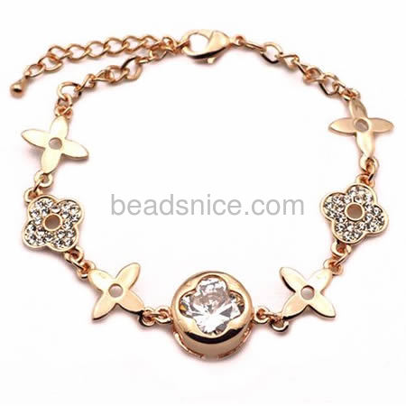 Flower bracelet 4 leaves clover bracelets bangles for girls wholesale fashion jewelry findings best gift for friends alloy