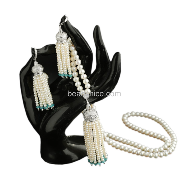 Luxury pearl jewelry set  pearl earring for women long pearl necklace tassel pendant