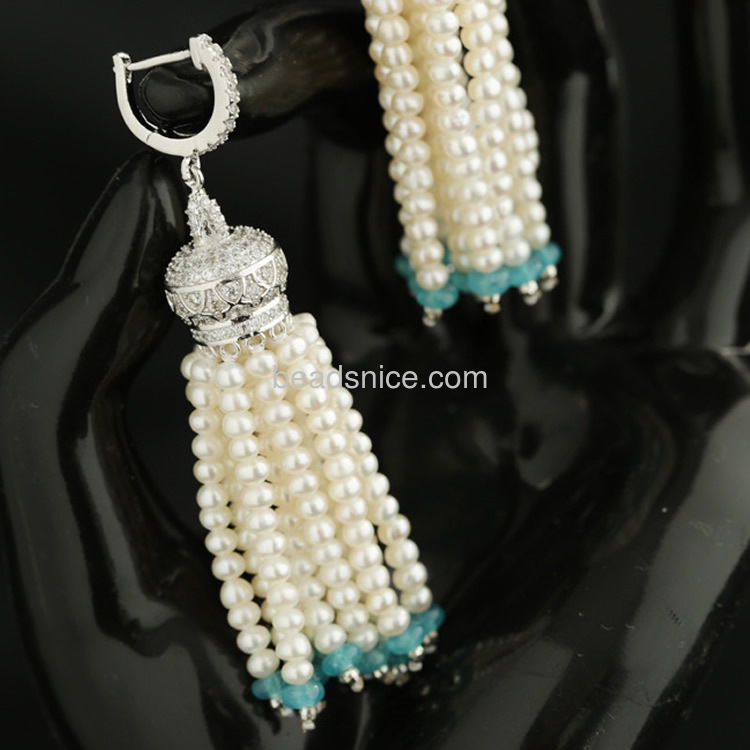Luxury pearl jewelry set  pearl earring for women long pearl necklace tassel pendant