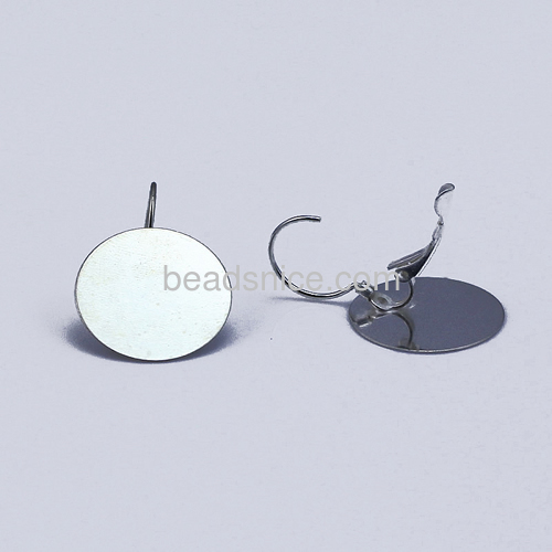 Leverback earring with Pad,brass,round