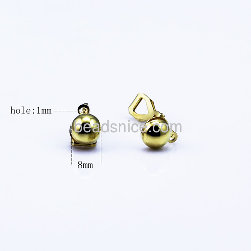 Brass clip-on sarring components,8mm,hole:approx 1mm,nickel free,