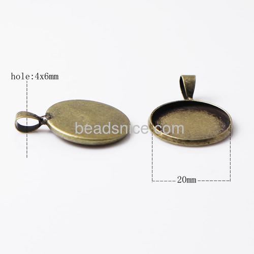 Brass Pendant,fits 20x20mm round,Hole:approx 4x6mm,Nickel-Free,Lead-Safe,Hand rack plating,