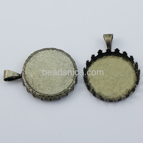 Brass Pendant,fits 25mm round,hole:4X6mm,Nickel-Free,Lead-Safe,Hand rack plating,