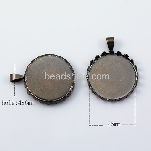 Brass Pendant,fits 25mm round,hole:4X6mm,Nickel-Free,Lead-Safe,Hand rack plating,