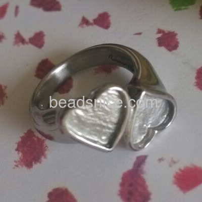 Brass cabochon setting ring blanks heart US ring size 6
