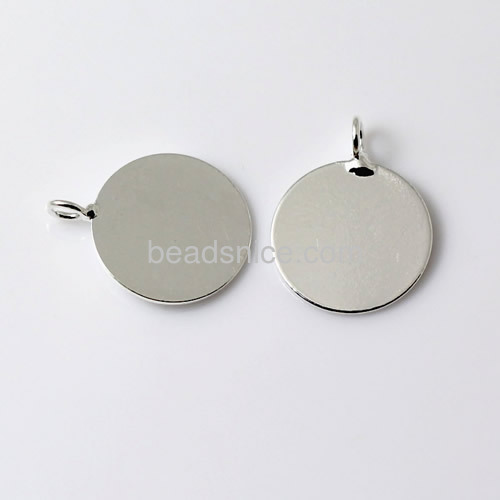 Pad brass stamping pendant for engrave own logo with rack plating