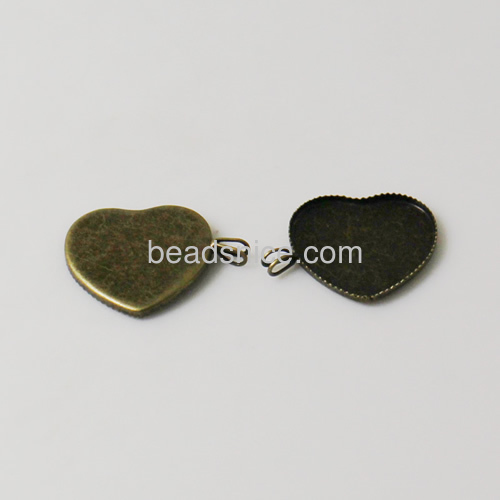 Heart pendant blanks base heart bezel cabochon settings serrated edge wholesale jewelry accessory brass hand rack plating DIY