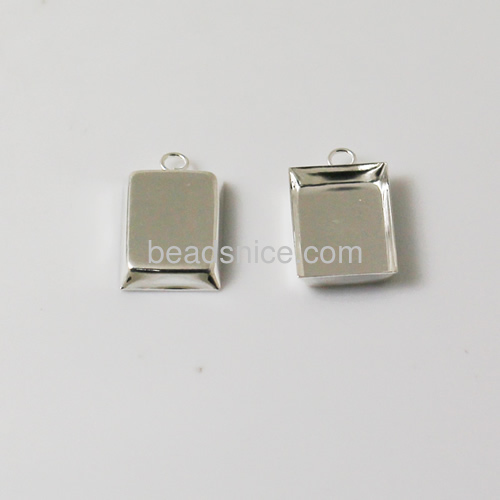 Metal bezel settings tiny pendant blanks base wholesale jewelry findings brass hand rack plating rectangular shape nickel free l