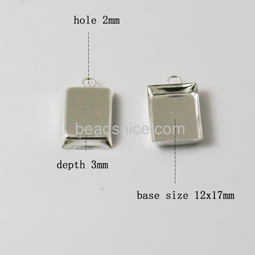 Metal bezel settings tiny pendant blanks base wholesale jewelry findings brass hand rack plating rectangular shape nickel free l