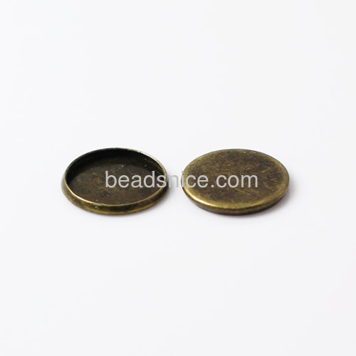 Brass Cabochon Pendant Setting,Base Diameter:16mm,Lead-Safe,Nickel-Free,