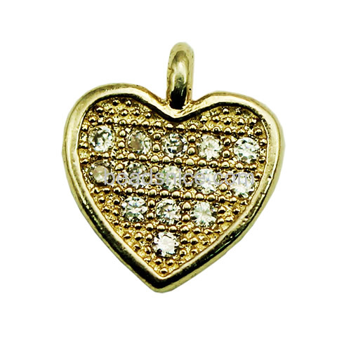 Pendant 925 sterling silver gold plated micro pave diy jewelry findings components for necklace making heart-shaped
