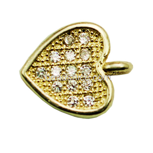 Pendant 925 sterling silver gold plated micro pave diy jewelry findings components for necklace making heart-shaped