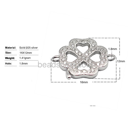 925 sterling silver four-leaf clover connectors necklace bracelet connector charms
