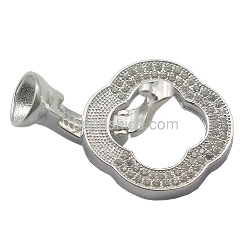 925 sterling silver clasp for necklace bracelet making micro pave zircon flower-shaped