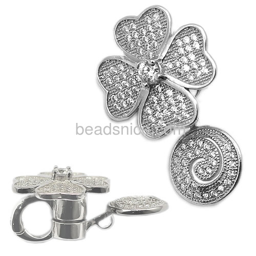 Wholesale magnetic clasp 925 sterling silver diy necklace component jewelry making clasp flower