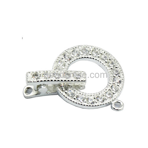 Jewelry clasp 925 sterling silver crystal micro pave round clasp for women necklace making