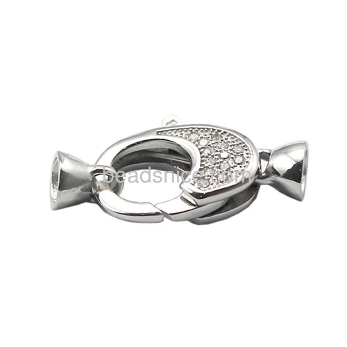 Lobster clasp 925 sterling silver micro pave cz for jewelry making