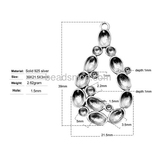 Pendant setting 925 silver pandent base for necklace making china jewelry wholesale