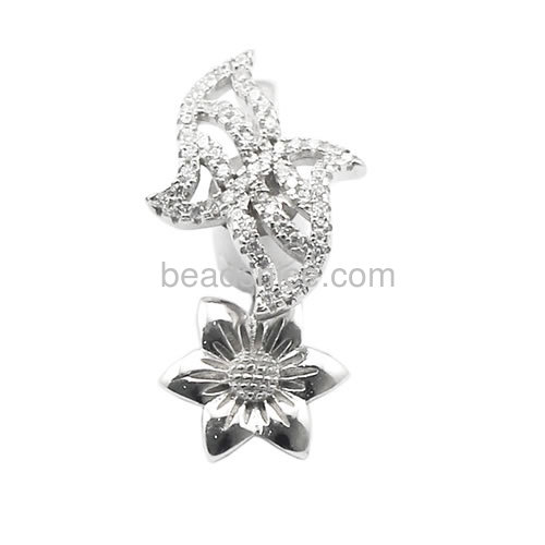 Handmade silver jewelry Clasp for necklace and bracelet making micro pave flower-shaped sterling silver jewelry findings
