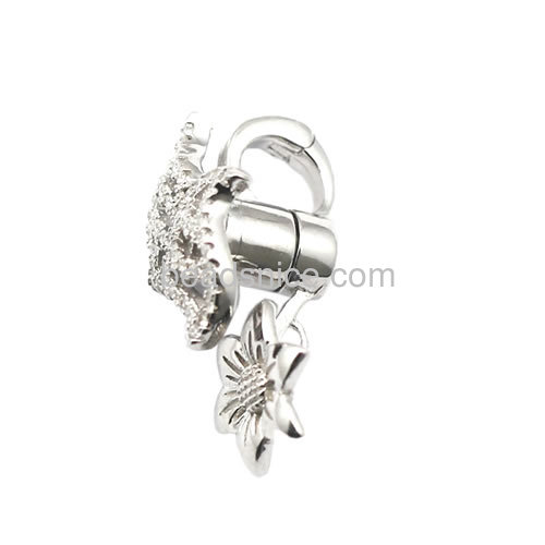Handmade silver jewelry Clasp for necklace and bracelet making micro pave flower-shaped sterling silver jewelry findings