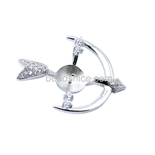 Pendant setting for half-drilled pearl 925 sterling silver jewelry mountings base for pendant making bird shape