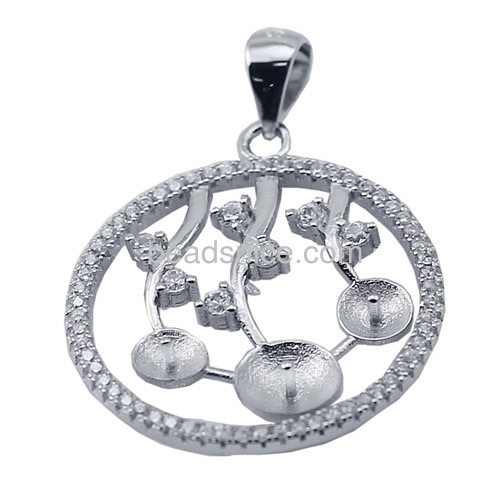 Pendant setting 925 sterling silver pendant base for half-drilled pearl