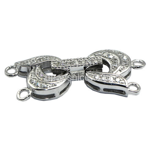 925 sterling silver fold over clasp micro pave 2 strand jewelry clasps for necklace making