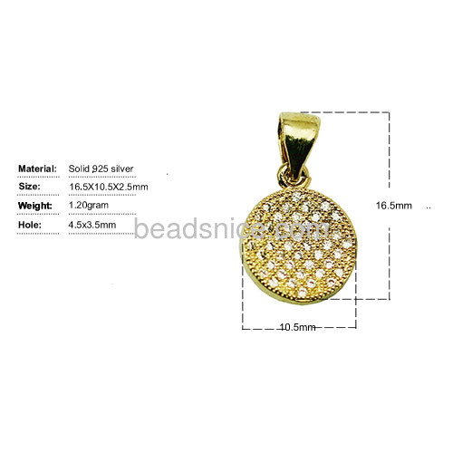 Necklace pendant sterling silver micro pave with zircon necklace component