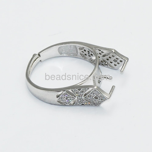 925 silver china cz rings base jewelry wholesale adjustable rings setting US ring size 7 to 9 for woman