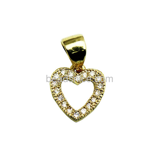 Sterling silver rhinestone pendant for long necklace making heart-shaped trendy jewelry wholesale