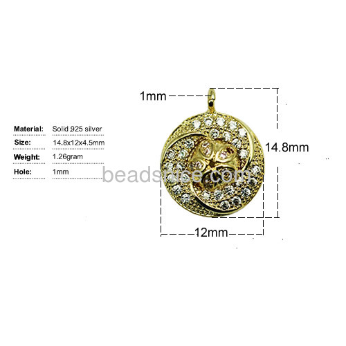 Pendant 925 sterling silver new necklace pendant gold plated micro pave for woman