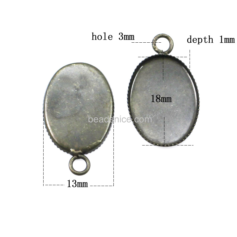 Jeweiry Brass Pendant,fits 18x13mm oval,hole:about 3mm,Nickel Free,Lead Free,