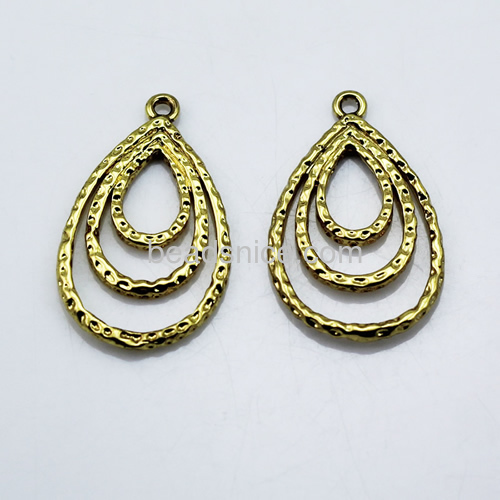 Brass Filigree Pendant,Hole:about 2mm,32x20mm,Lead-Safe ,Nickel-Free,